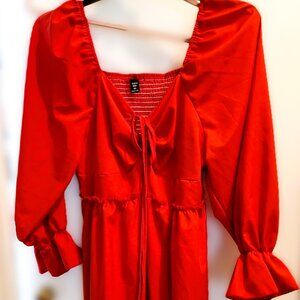 WOMENS RED 1XL CURVE SUMMER DRESS, NEW, BACK STRETCH